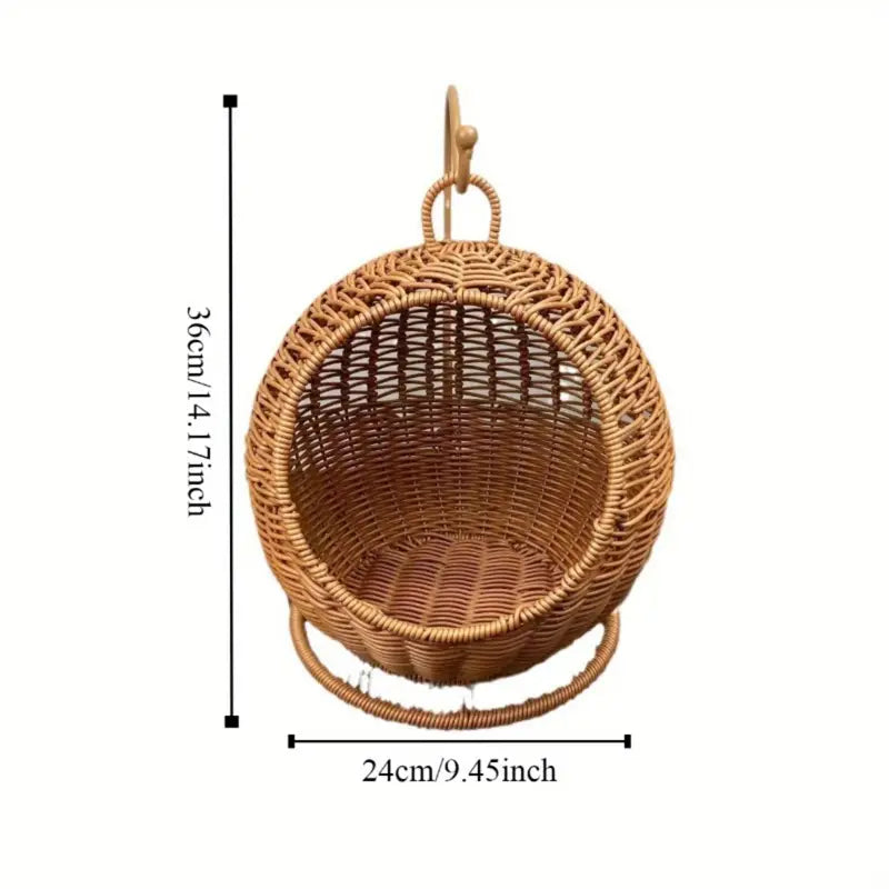 Cage pour chat en rotin imitation - Nid pour chat suspendu avec design semi-fermé