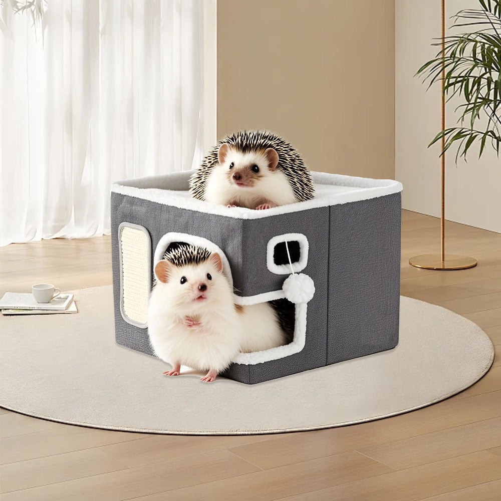 Multi-Level Hideaway Nest with Tunnels for Small Pets | Grey