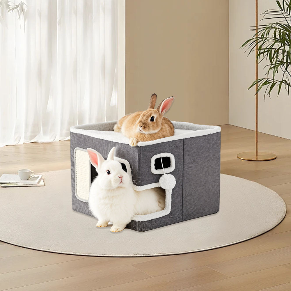Multi-Level Hideaway Nest with Tunnels for Small Pets | Grey