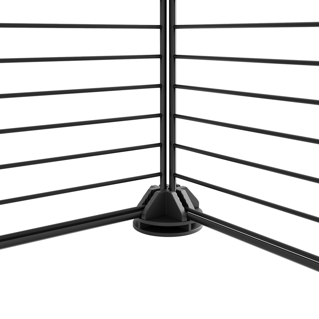 12-Panel Modular Pet Enclosure – Black Powder-Coated Steel with Door | 35x35 cm