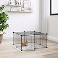 12-Panel Modular Pet Enclosure – Black Powder-Coated Steel with Door | 35x35 cm