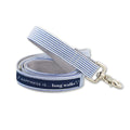 Laisse pour chien rayée bleue "Longues Promenades" – Tissu lavable | Fabriquée au Canada