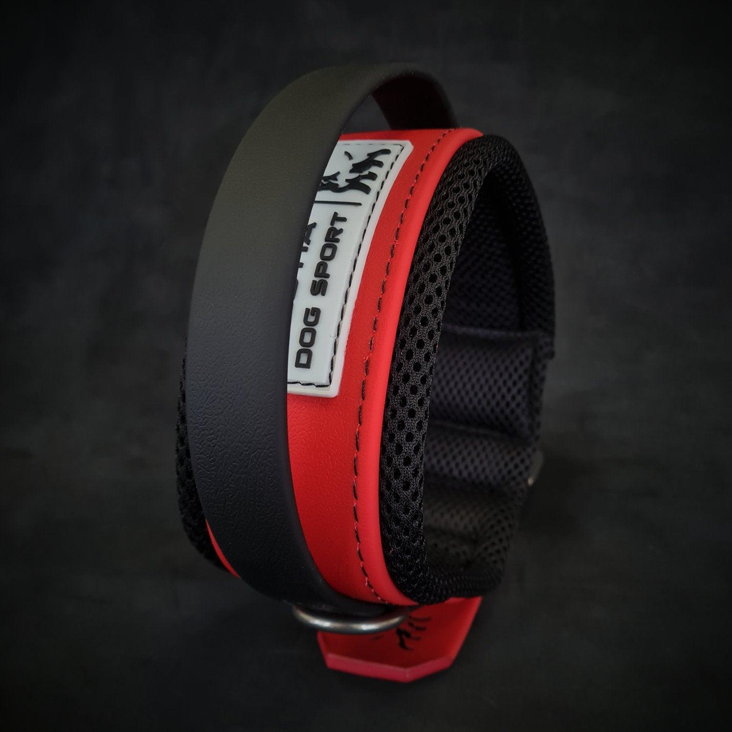 Red Handle Collar BESTIA DOG SPORT – Stainless Steel | Large Breeds