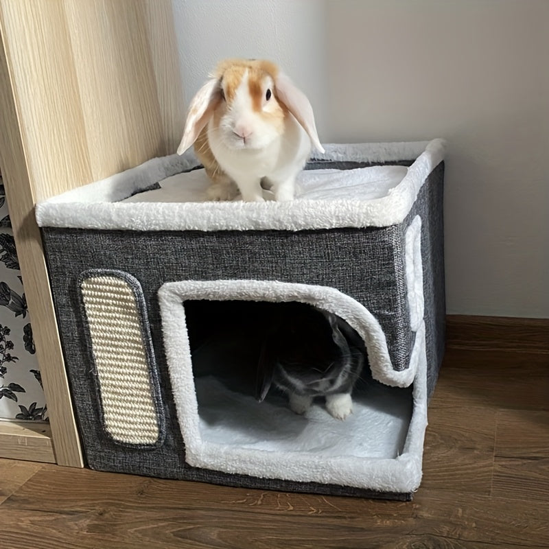 Multi-Level Hideaway Nest with Tunnels for Small Pets | Grey