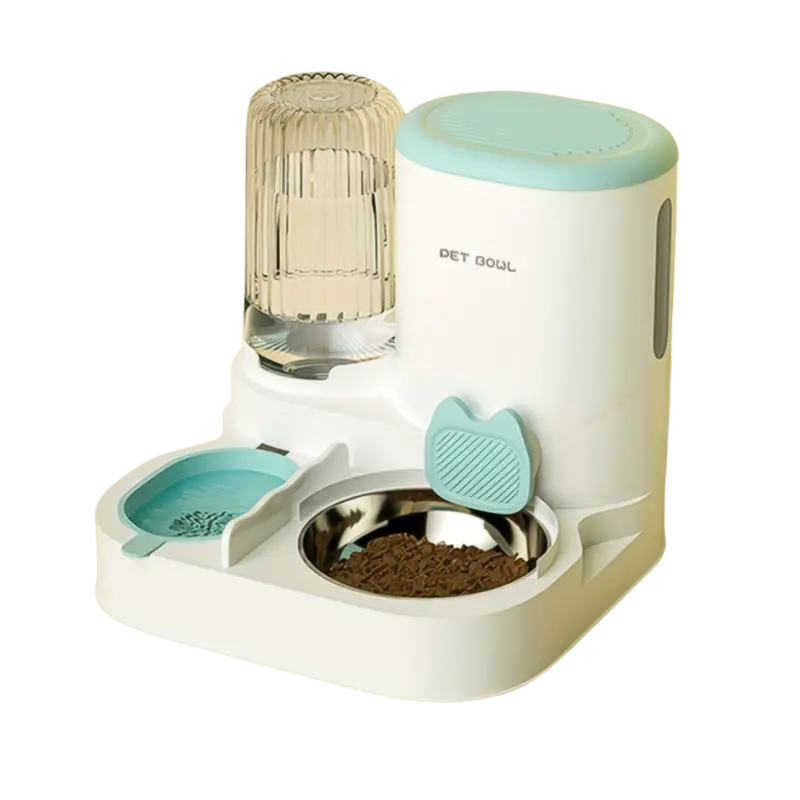 Distributeur automatique de nourriture et d'eau pour chat (2-en-1)