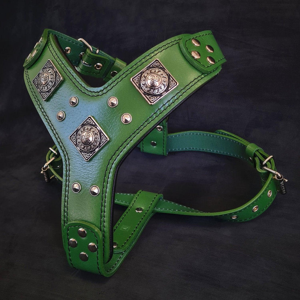 "Eros" Green Harness – Premium Leather Handmade | BESTIA | Sizes M to XXL