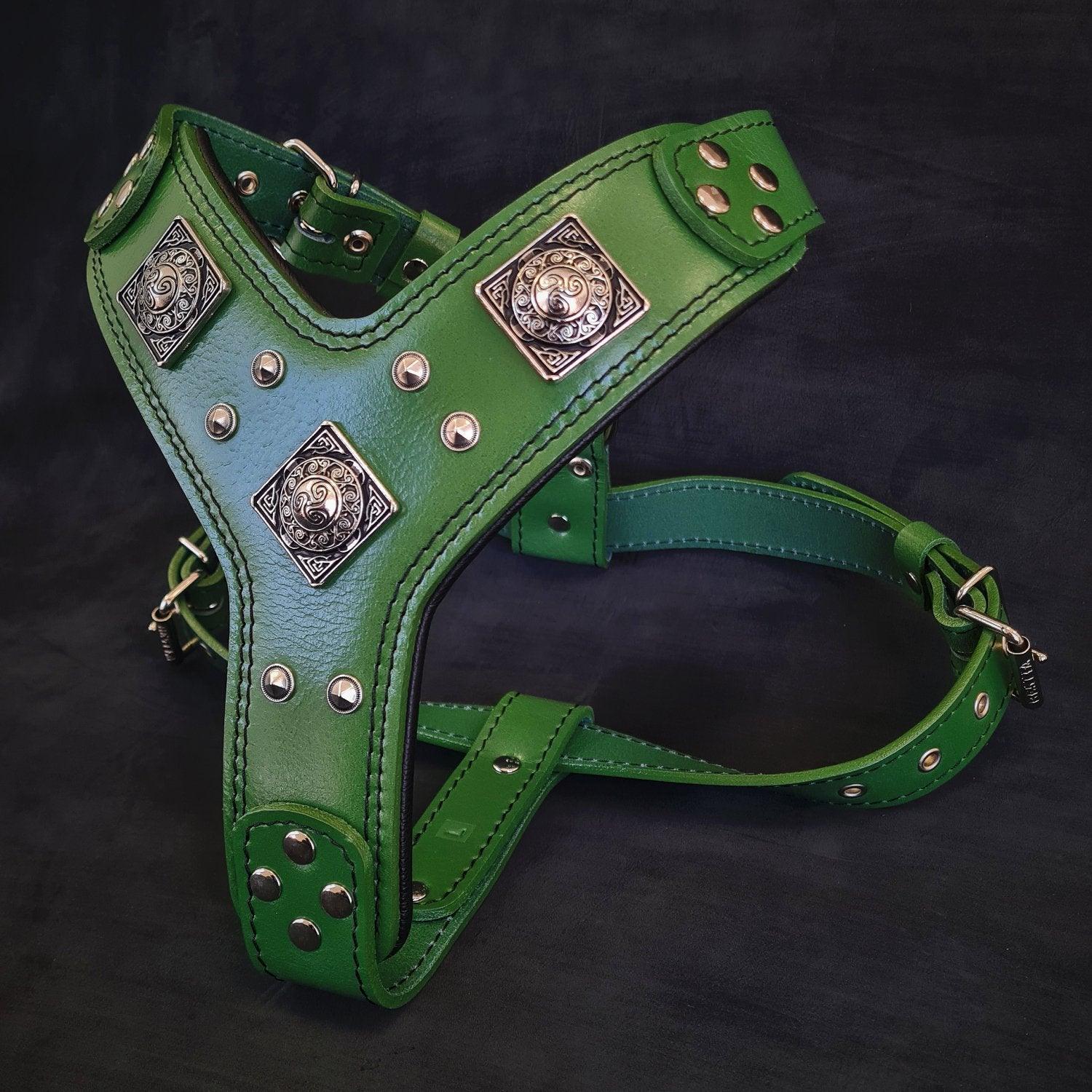 "Eros" Green Harness – Premium Leather Handmade | BESTIA | Sizes M to XXL