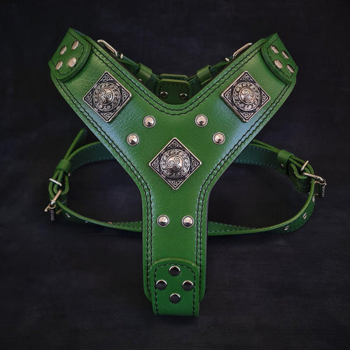 "Eros" Green Harness – Premium Leather Handmade | BESTIA | Sizes M to XXL
